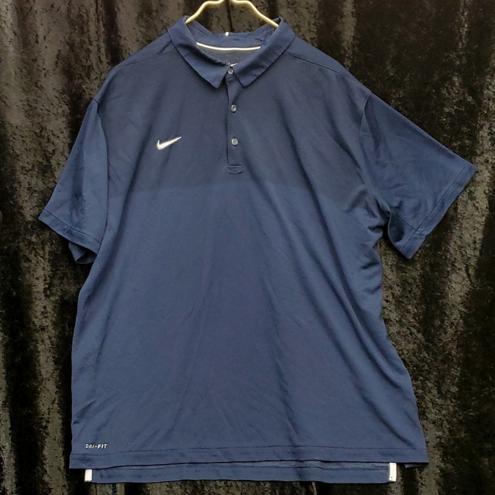 Nike Shirt Men's 2XL Navy Blue DRI-FIT Short Sleeve Golf Polo XXL